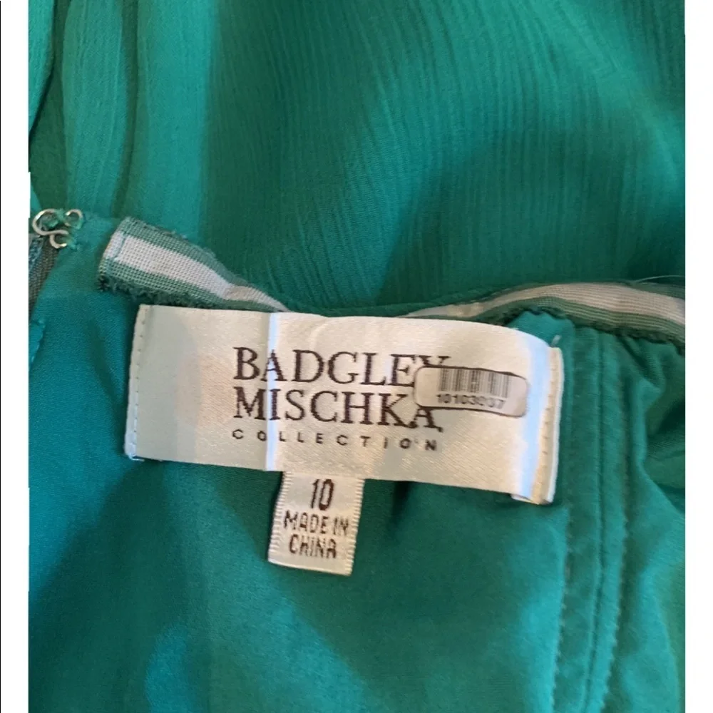 ✨ Badgley Mischka 10 Emerald Goddess Strapless Pleated Cocktail Dress | - Picture 7 of 7